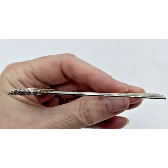 Vintage Crown Shape Hair Pin Pick Comb Glam Regency Collectible Silver Tone Updo - Picture 5 of 12